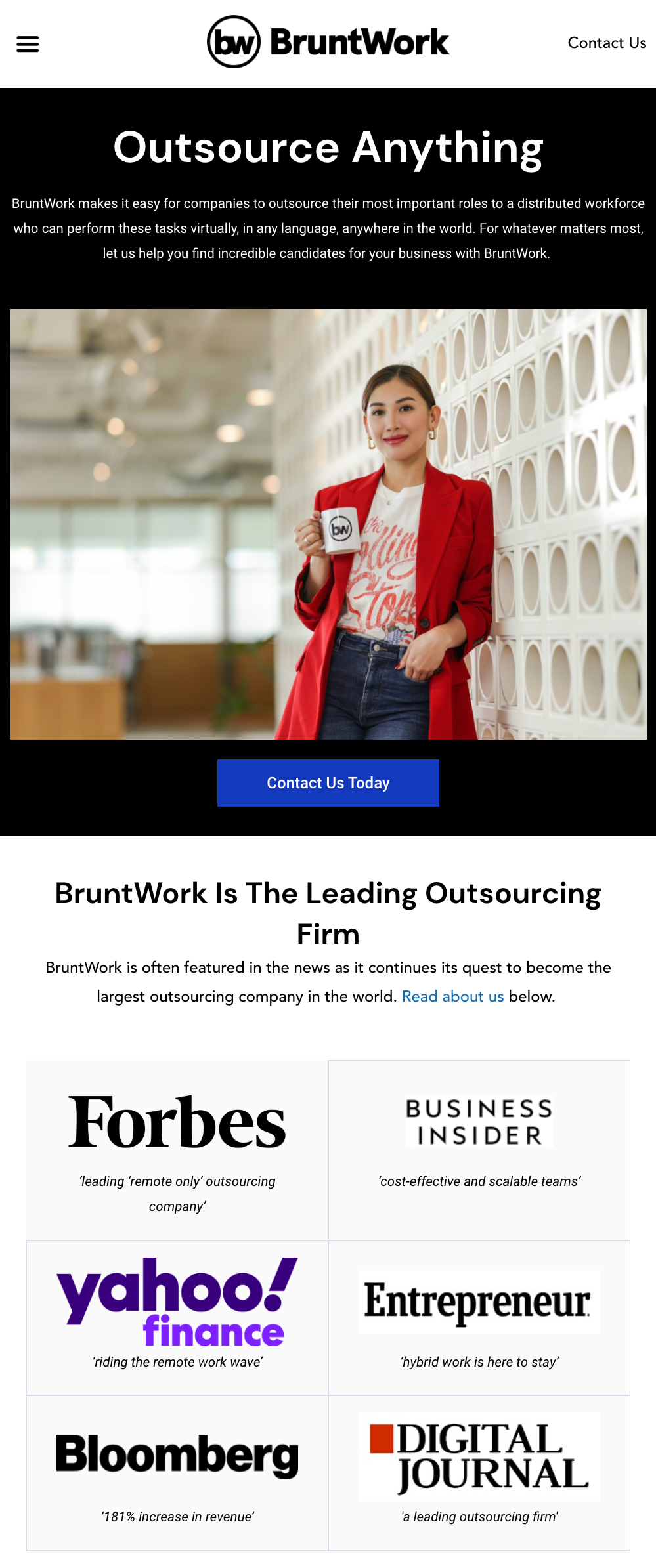 BruntWork Homepage with Logos For Trust & Credibility